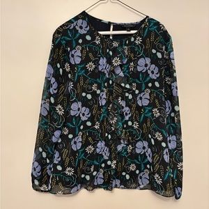 Floral Black and Blue Women's Top